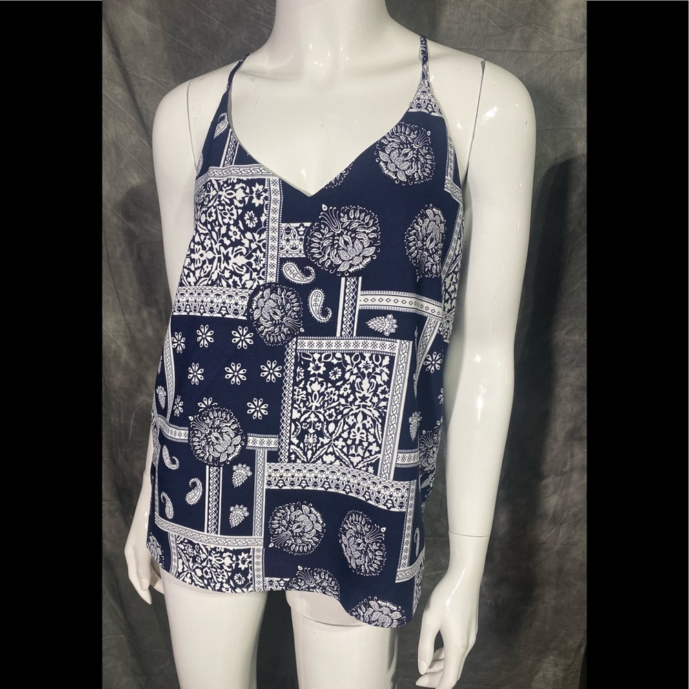 T Tahari nightlife bandana print top